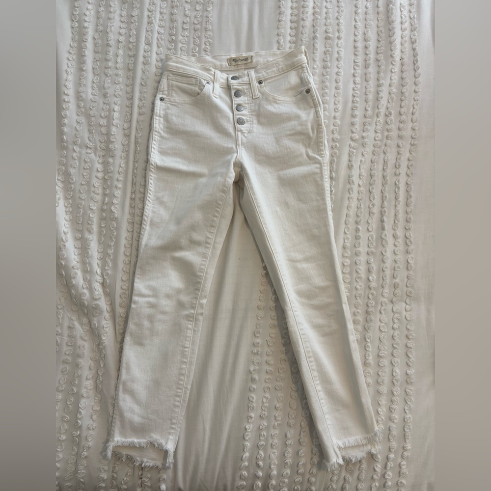 Madewell White High-Rise Skinny Jeans with Button Fly
